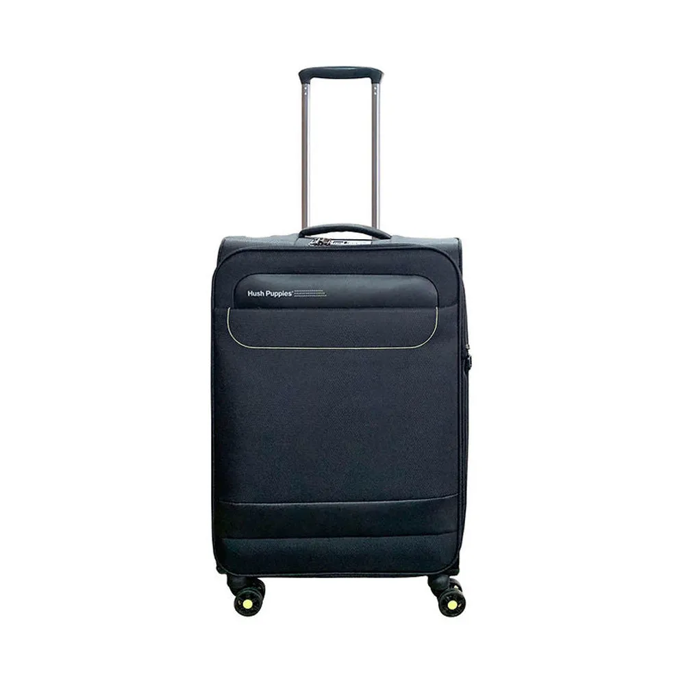 Hush Puppies HP69-3145 24" SUPER LIGHT Double Wheel Expandable Soft-Case Spinner Luggage with Anti-Theft Zipper & TSA Lock - Black