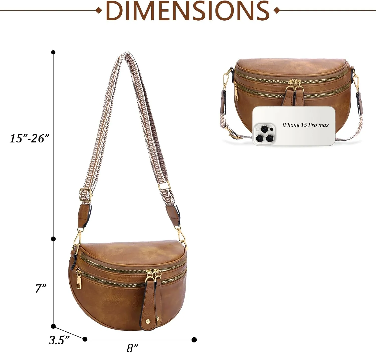 KKXIU Crossbody Sling Bag for Women Trendy Fanny Pack Vegan Leather Chest Bag