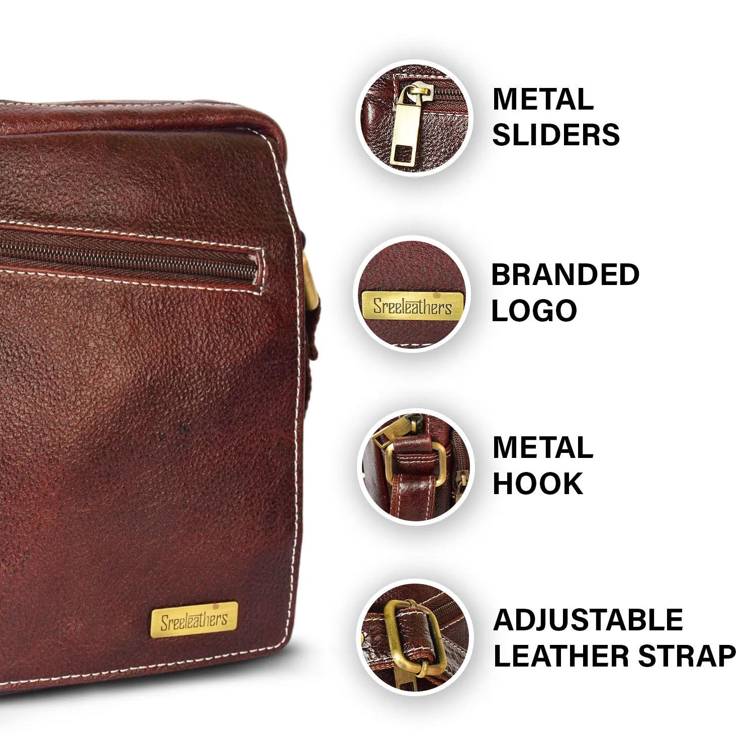 LEATHER SLING BAG 36814 (Brown)