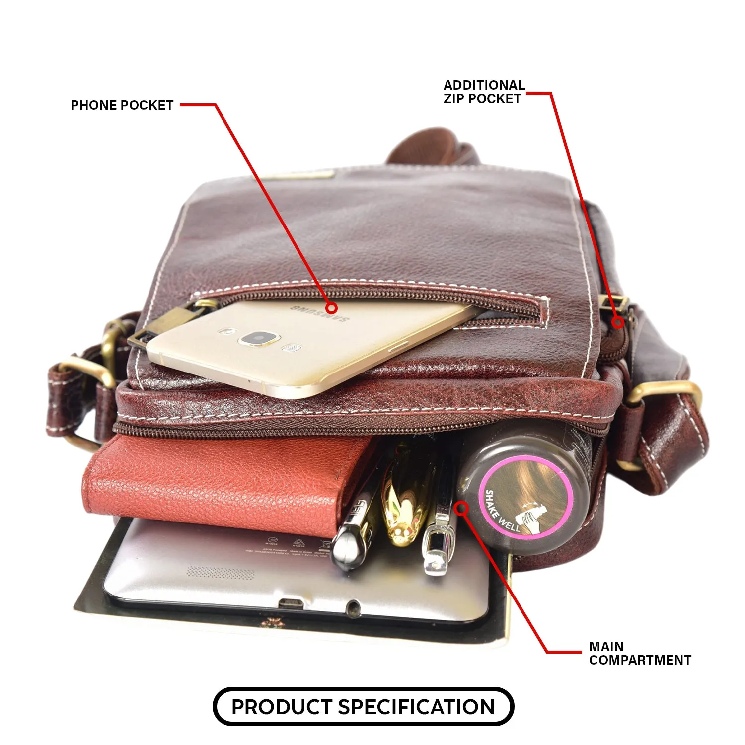 LEATHER SLING BAG 36814 (Brown)