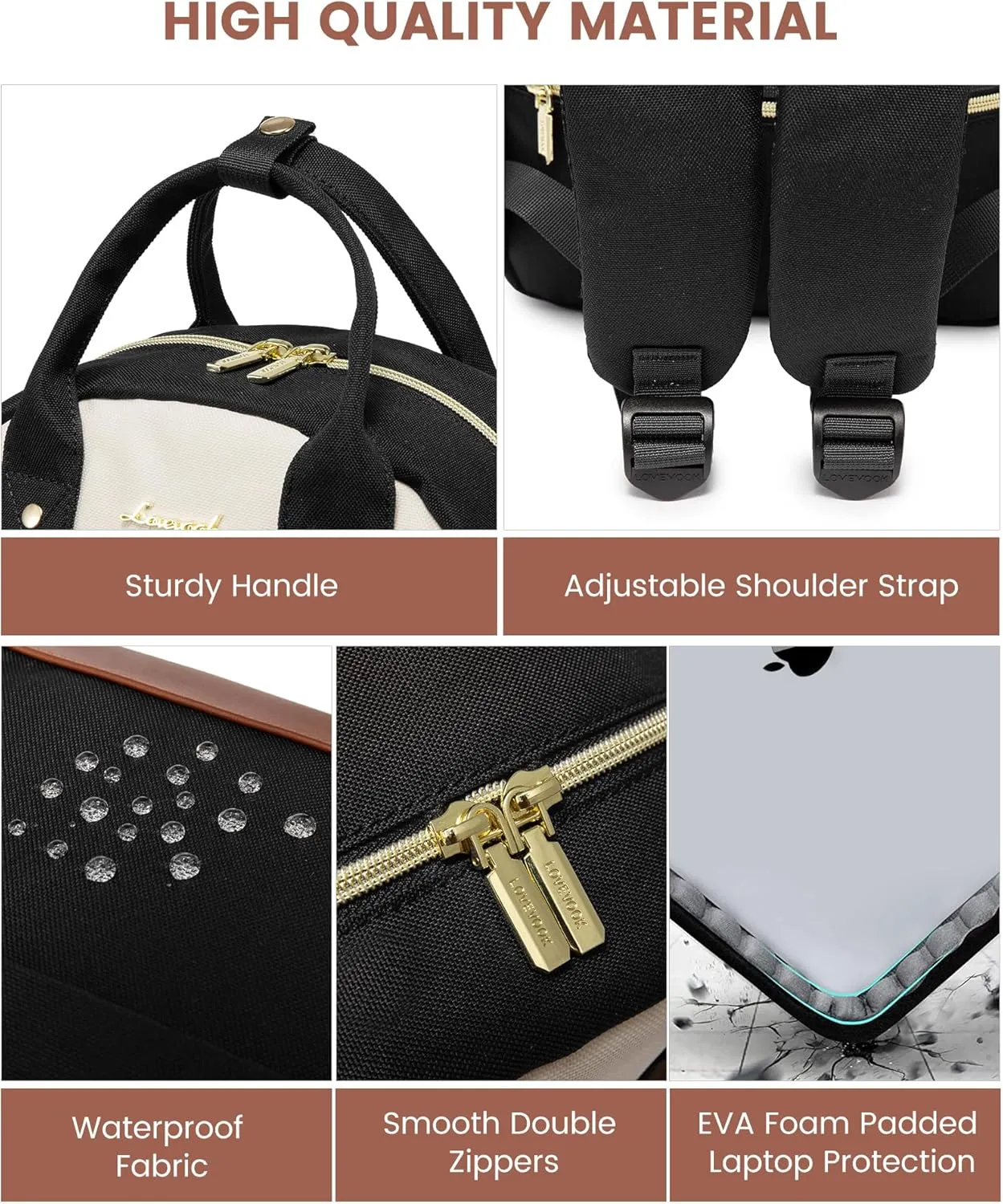 LOVEVOOK Small Backpack Purse for Women, Mini Backpack bag, Cute Fashion Backpack for Daily Travel Work, Beige-Black-Brown