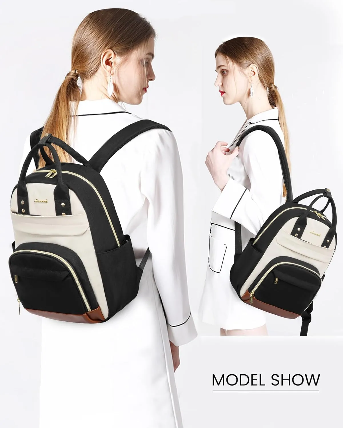 LOVEVOOK Small Backpack Purse for Women, Mini Backpack bag, Cute Fashion Backpack for Daily Travel Work, Beige-Black-Brown
