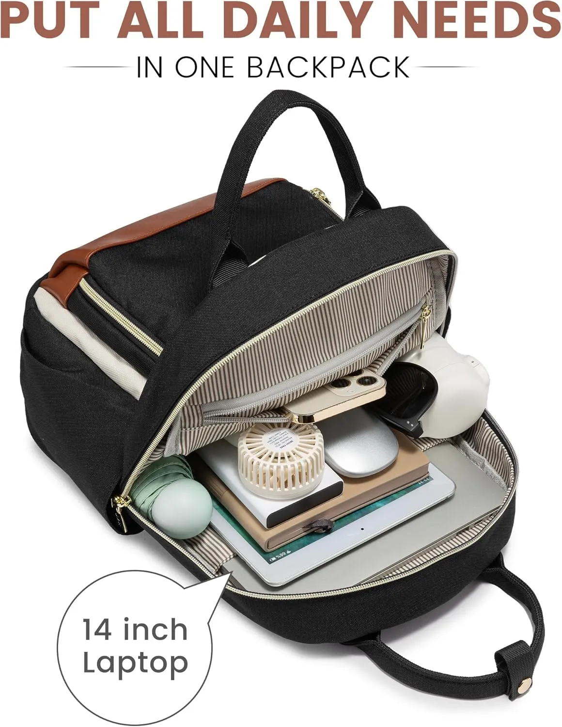 LOVEVOOK Small Backpack Purse for Women, Mini Backpack bag, Cute Fashion Backpack for Daily Travel Work, Beige-Black-Brown