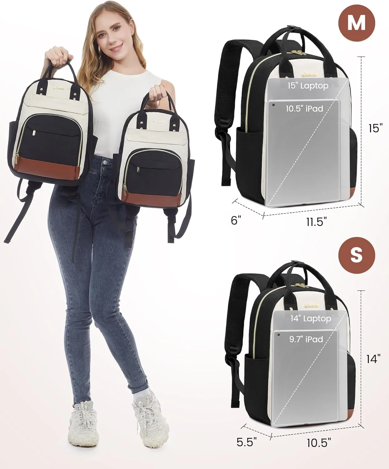LOVEVOOK Small Backpack Purse for Women, Mini Backpack bag, Cute Fashion Backpack for Daily Travel Work, Beige-Black-Brown