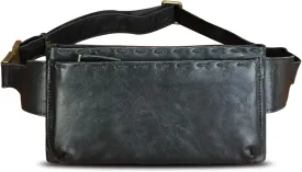 LRTO Genuine Leather Waist Bag Fanny Packs Hip Bag for Women and Men Real Leather Small Fanny Bag Sling Bag Crossbody Bags Chest Purses (Black), LRTO-15006