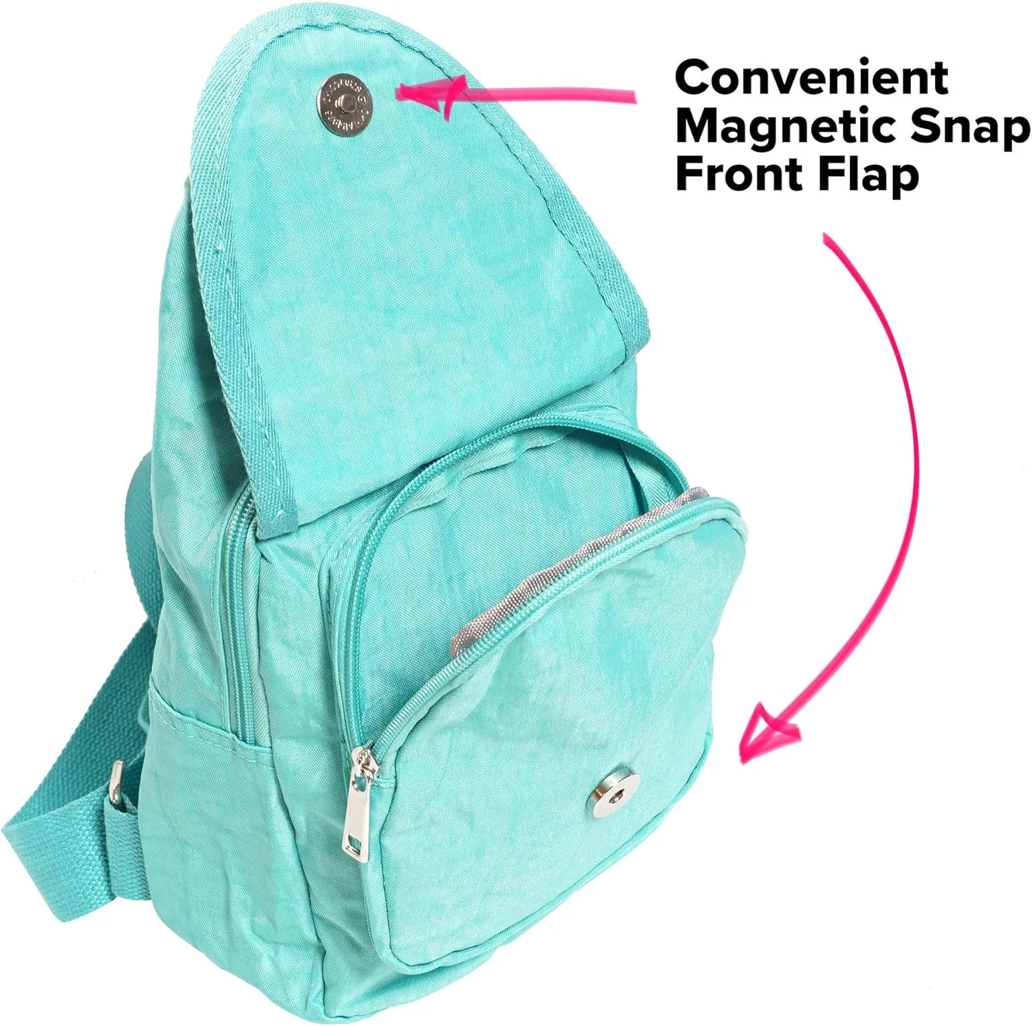 Malibu Washed Nylon Day Pack, Crossbody Bag, Travel Pack, Mint