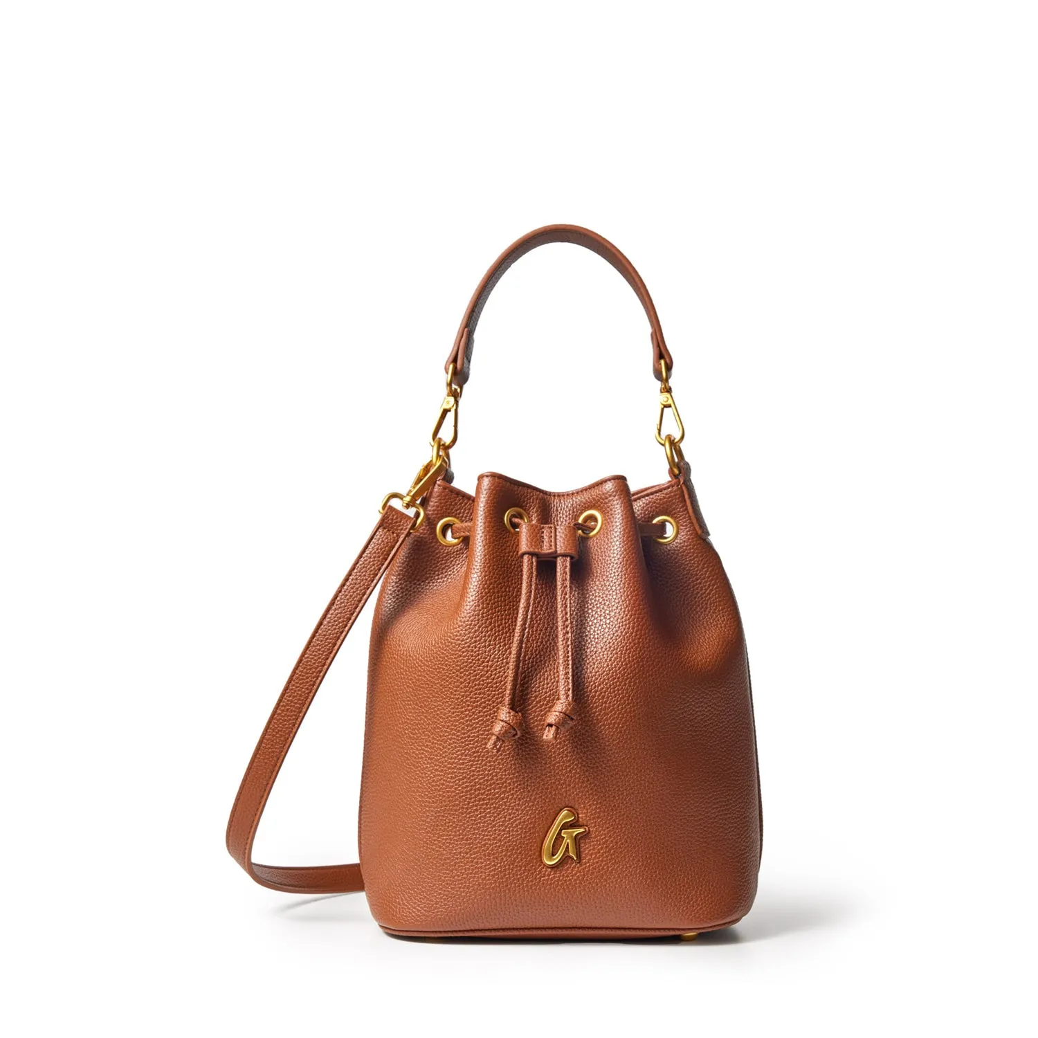 MEDIUM PEBBLE BUCKET BAG - BROWN