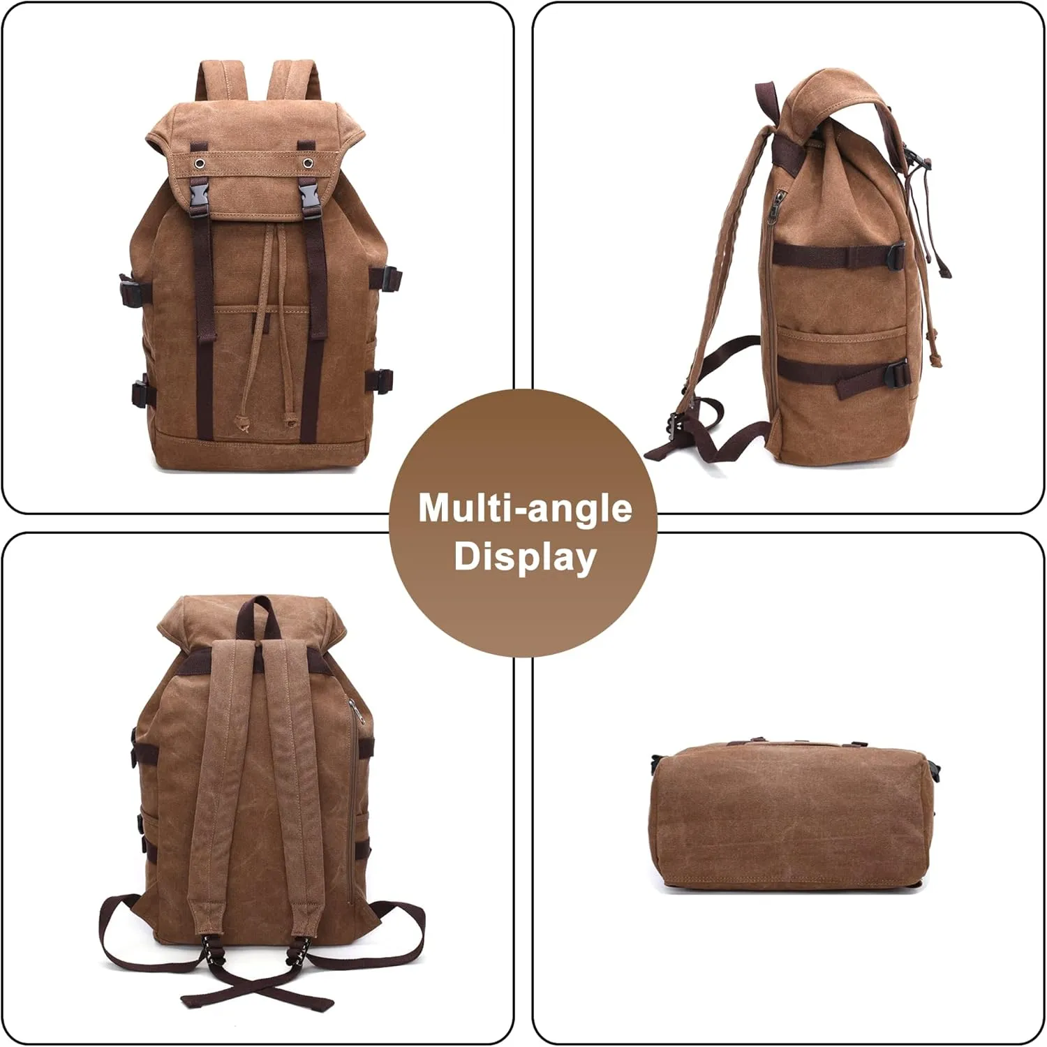 Men's Vintage Travel Duffel Bag Canvas Large Capacity Bookbag Weekender Overnight Bags for Climbing Camping (B/Blue)