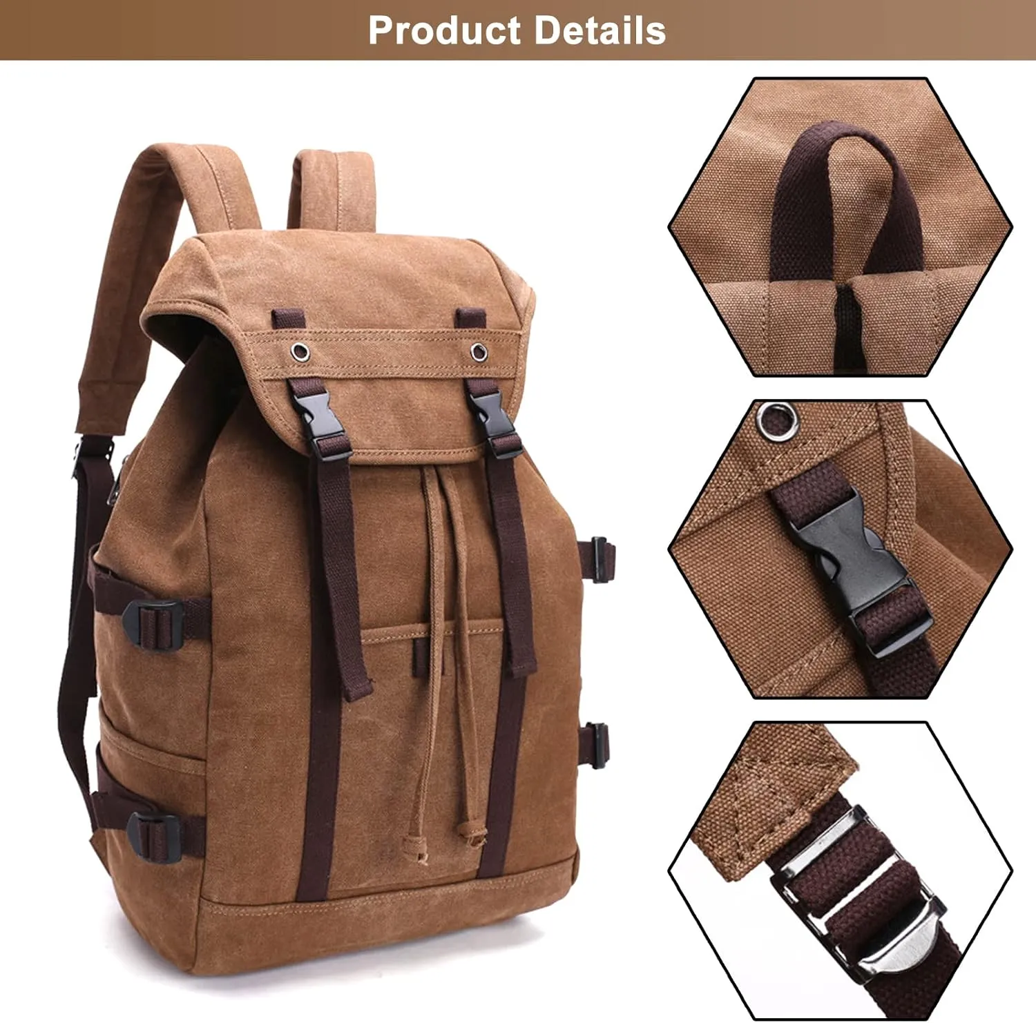 Men's Vintage Travel Duffel Bag Canvas Large Capacity Bookbag Weekender Overnight Bags for Climbing Camping (B/Blue)