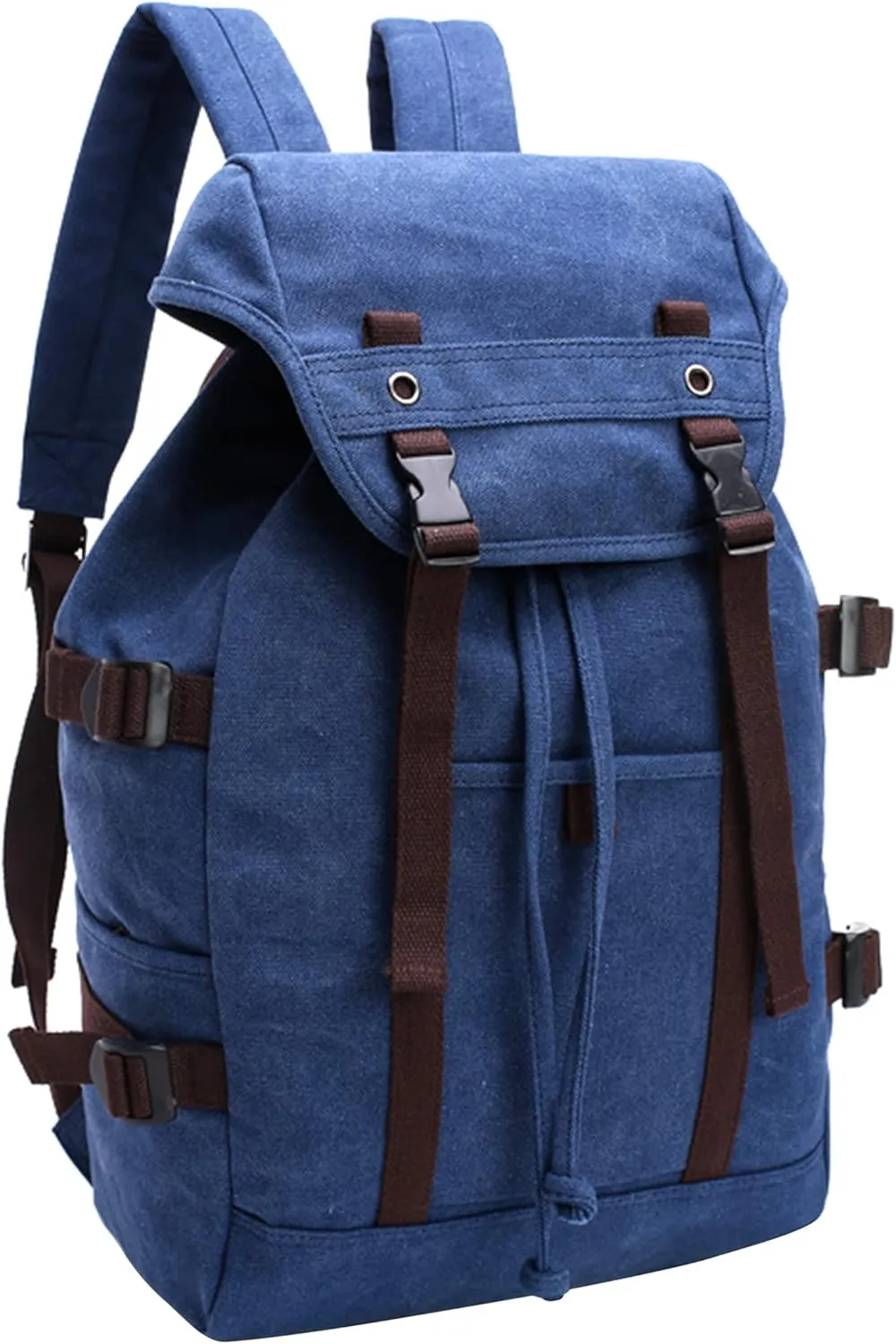 Men's Vintage Travel Duffel Bag Canvas Large Capacity Bookbag Weekender Overnight Bags for Climbing Camping (B/Blue)