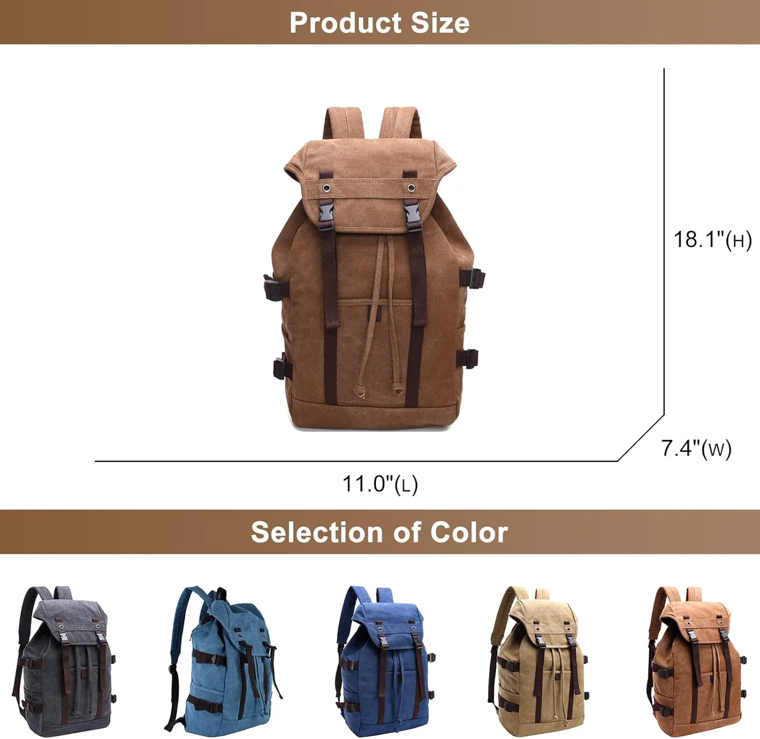 Men's Vintage Travel Duffel Bag Canvas Large Capacity Bookbag Weekender Overnight Bags for Climbing Camping (B/Blue)