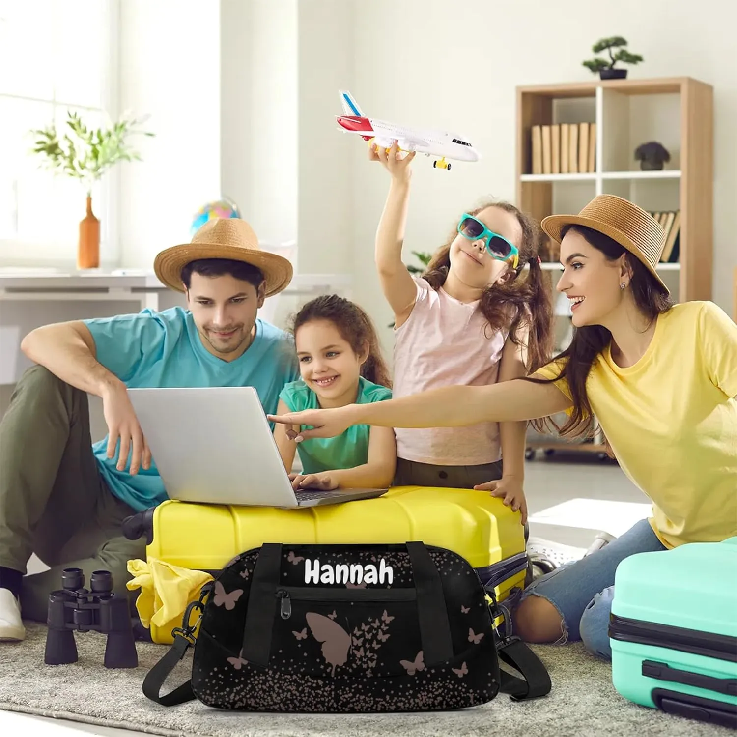 Personalized Duffel Bag with Name Butterfly Custom Travel Sports Bag for Women Men Waterproof Dance Ballet Bag Lightweight 18.5in, Mocha