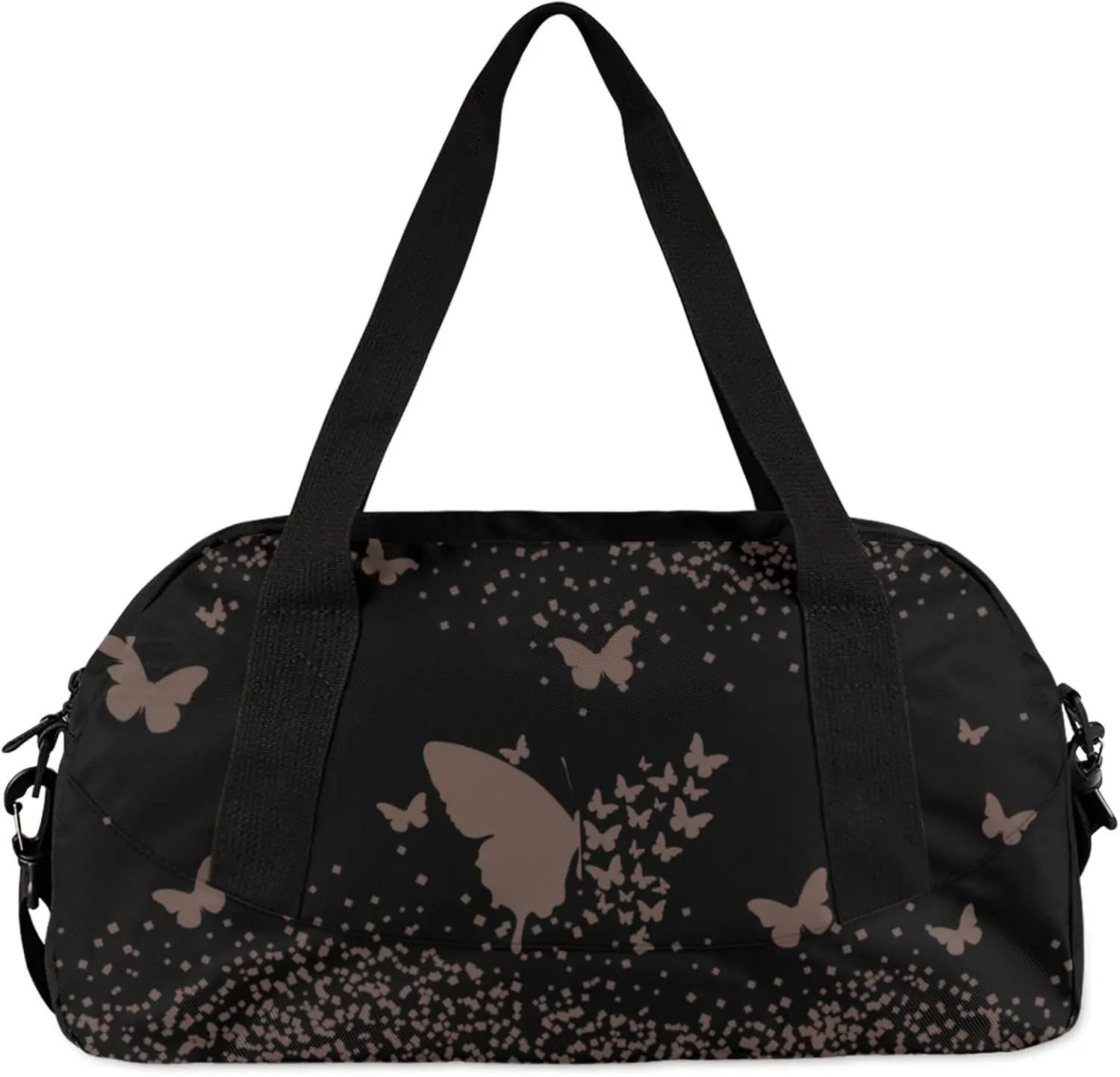 Personalized Duffel Bag with Name Butterfly Custom Travel Sports Bag for Women Men Waterproof Dance Ballet Bag Lightweight 18.5in, Mocha