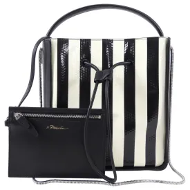 Philip Lim Black and Ivory Striped Small Drawstring Soleil Bag