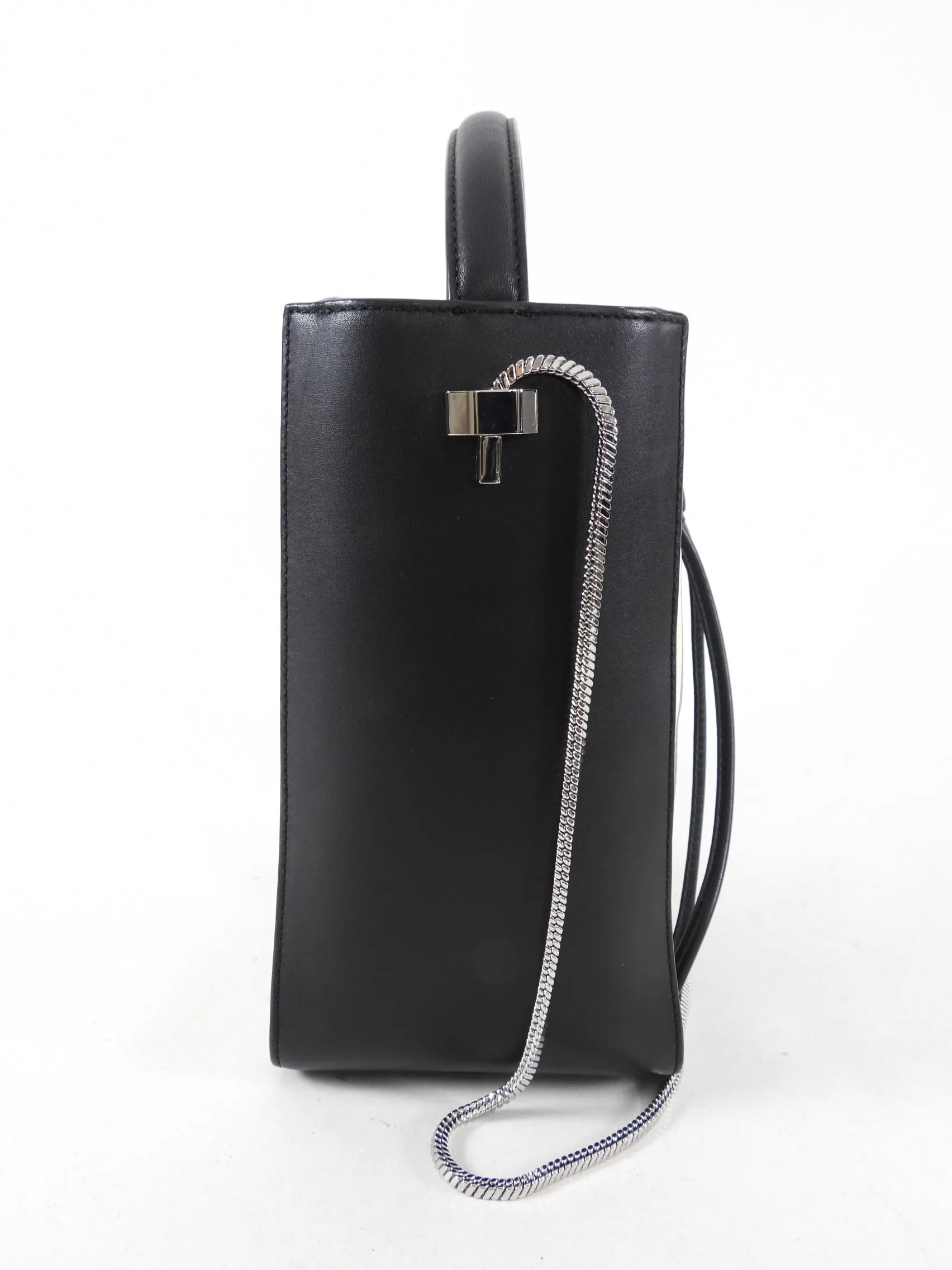 Philip Lim Black and Ivory Striped Small Drawstring Soleil Bag