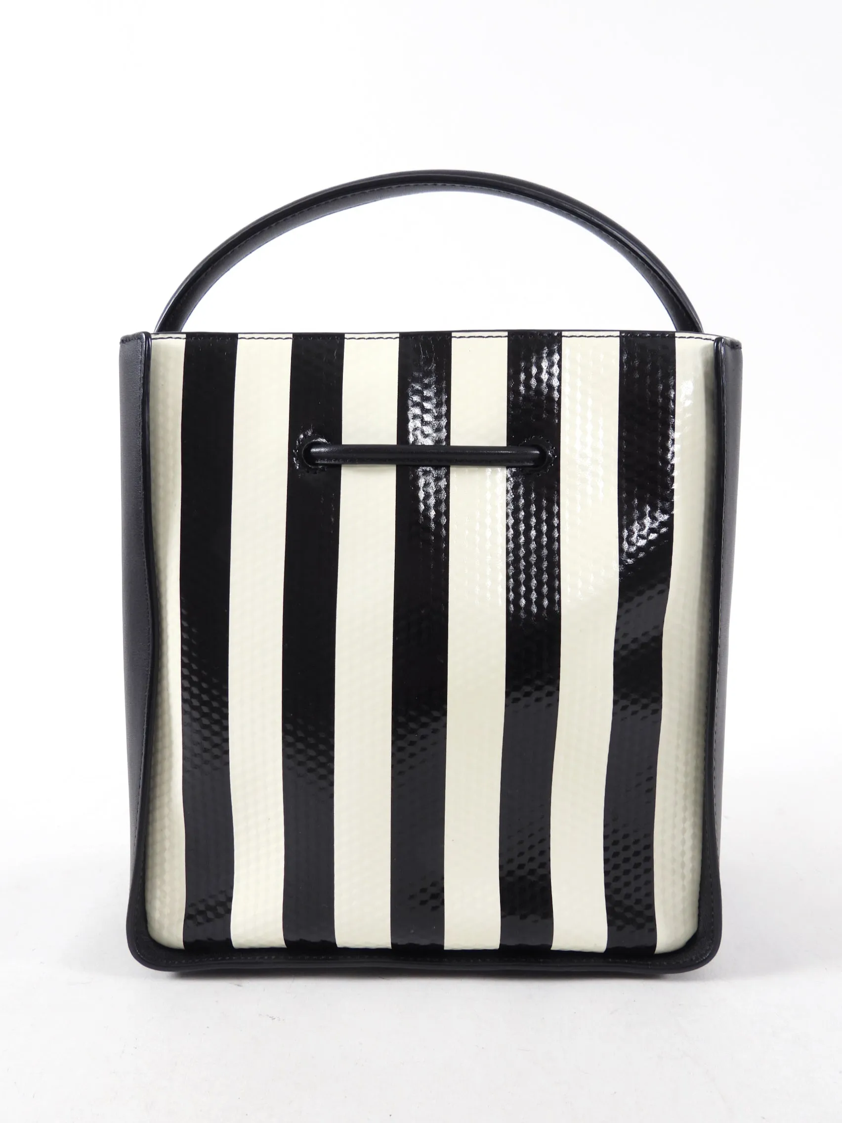 Philip Lim Black and Ivory Striped Small Drawstring Soleil Bag