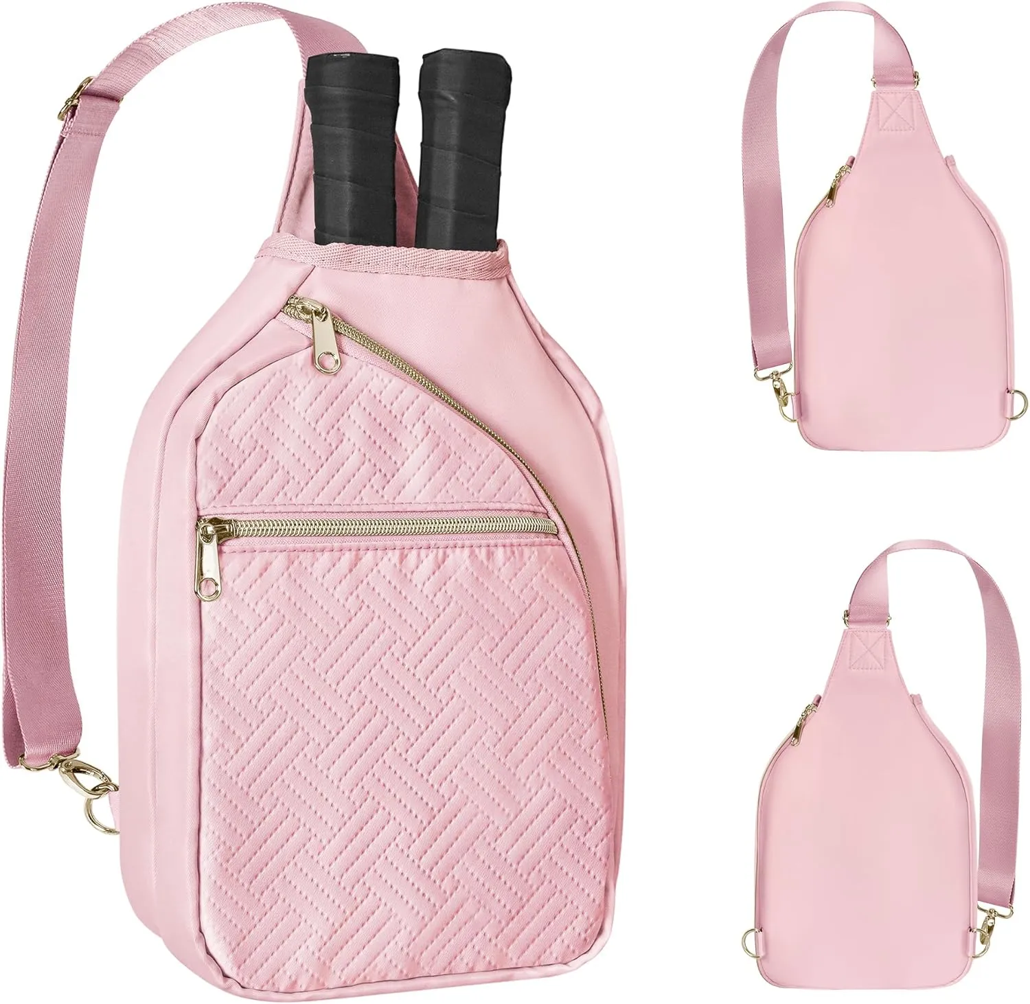 Pickleball Bag for Women, Pickleball Paddle Sling Bag, Pickle Ball Bag for Pickleball Accessories, Pink (Patent Design)