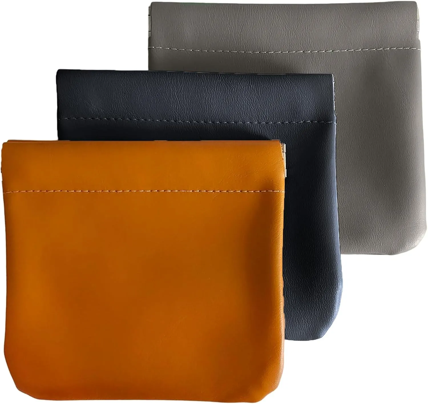 Pocket Cosmetic Bag,Pocket Cosmetic Bag Squeeze,Pocket Cosmetic Bag Waterproof Leather No Zipper Self-Closing Portable Travel Makeup Pouch (K)