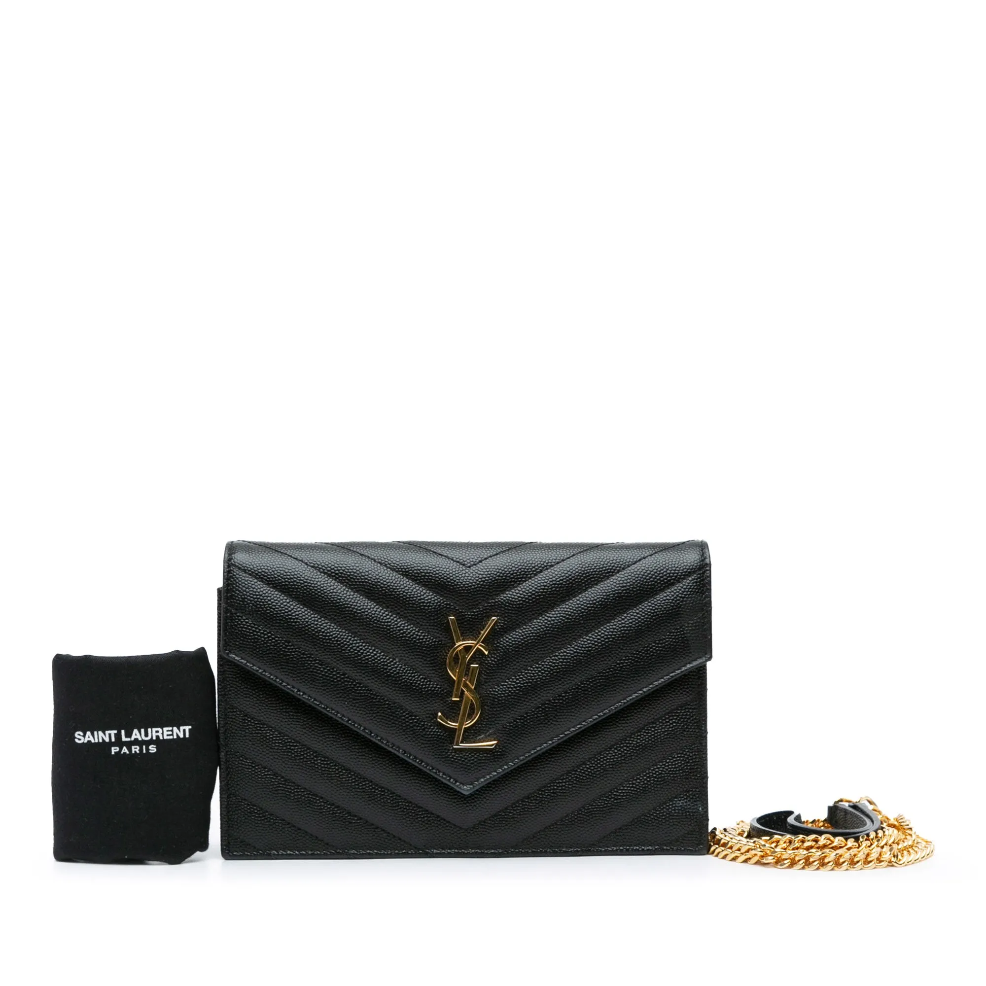 Pre-Owned Saint Laurent Cassandre Envelope Grain De Poudre Wallet on Chain- YSL1103