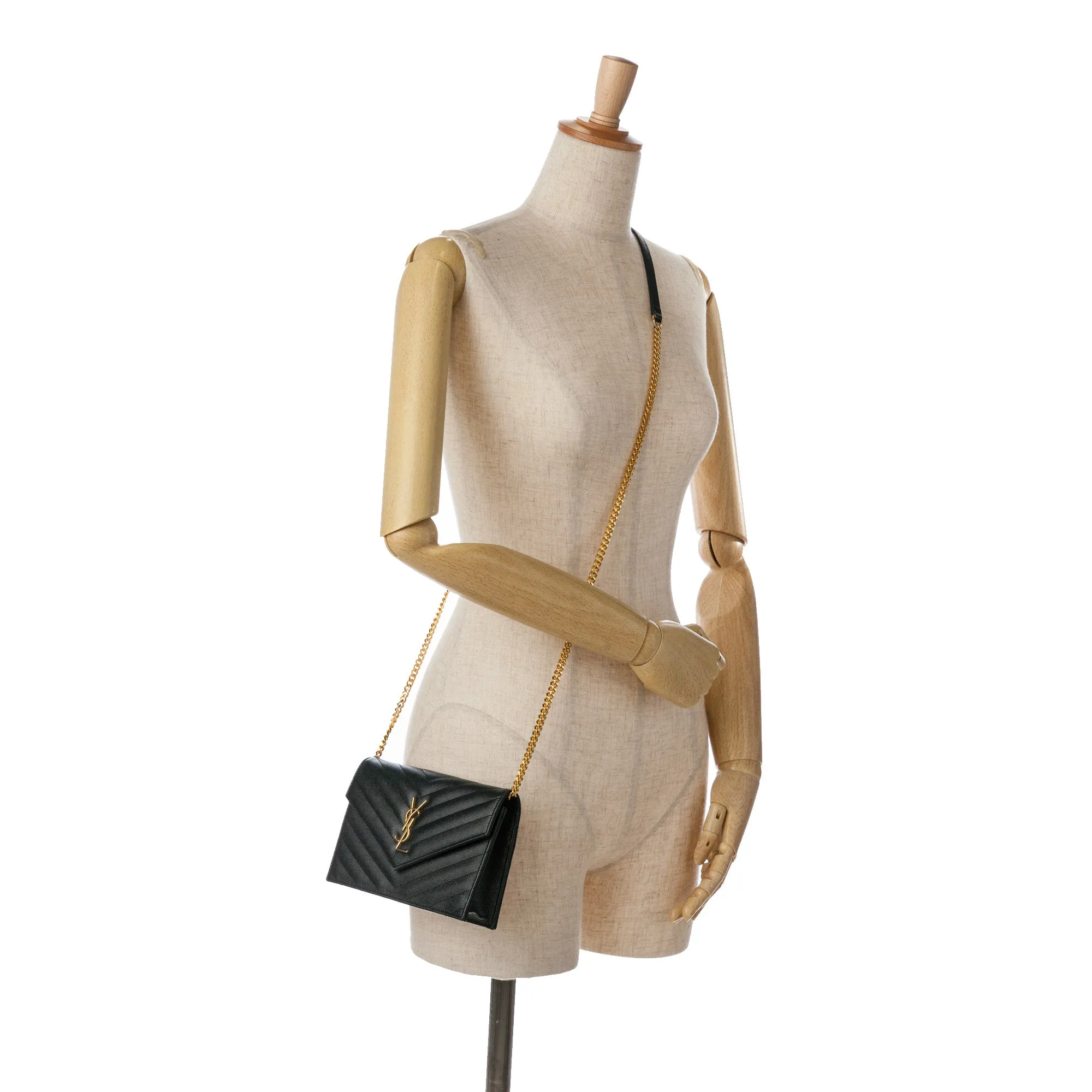 Pre-Owned Saint Laurent Cassandre Envelope Grain De Poudre Wallet on Chain- YSL1103