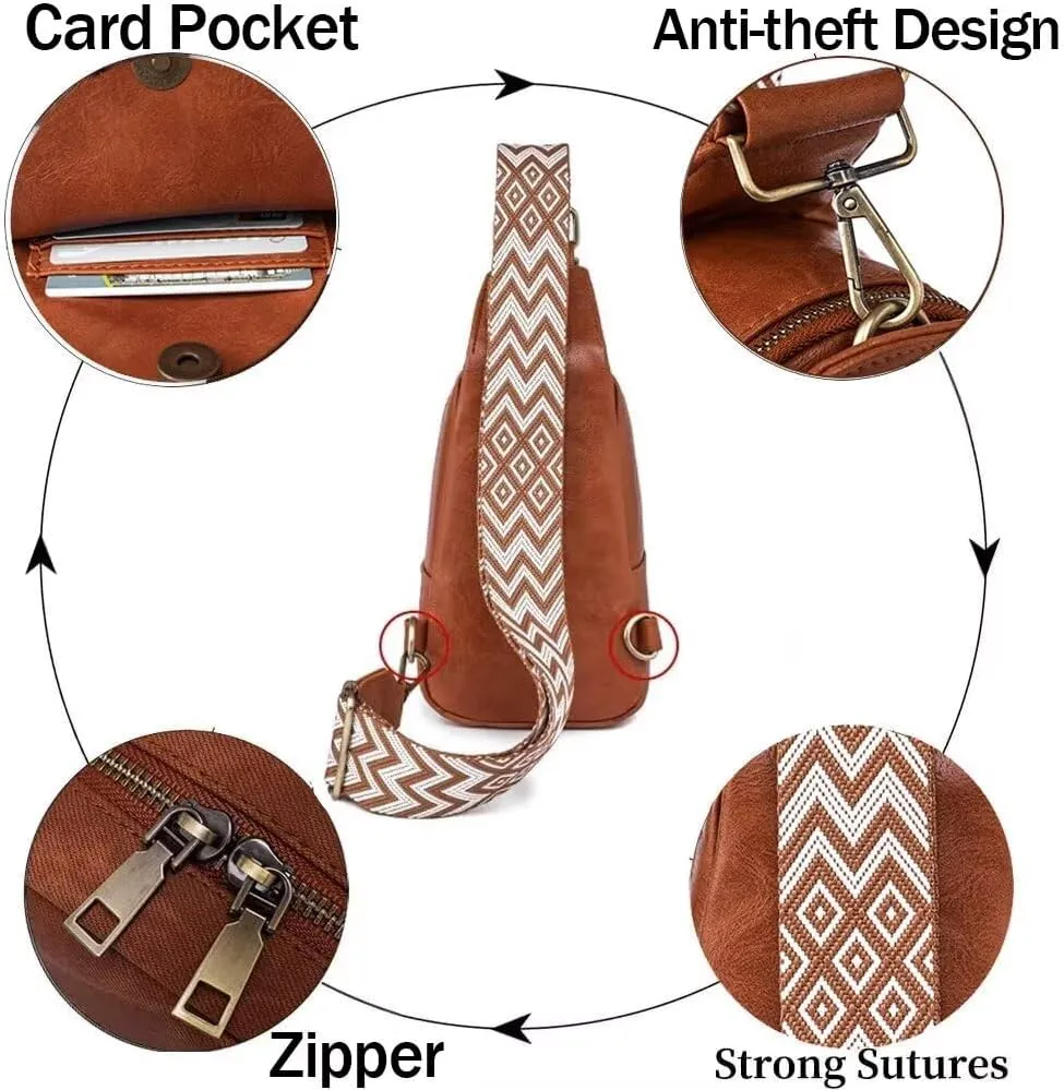 Small Sling Bags for Women Crossbody Purse Trendy Anti Theft PU Leather Pack Waist Chest for Travel Daypack