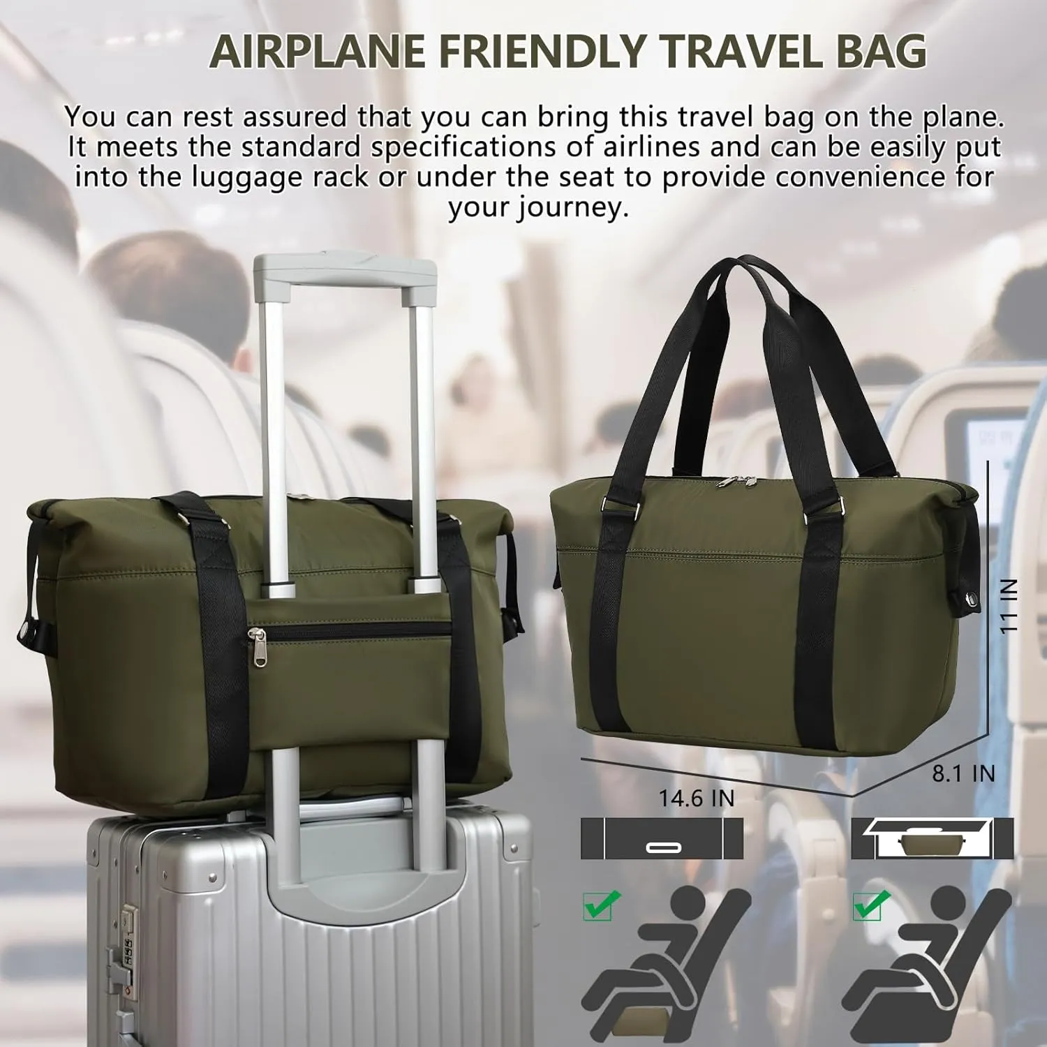 Small Travel Duffel Bag for Men Women, Portable Sports Tote Gym Bag, Personal Item Carry On Tote Weekender Bag for Airline Travel