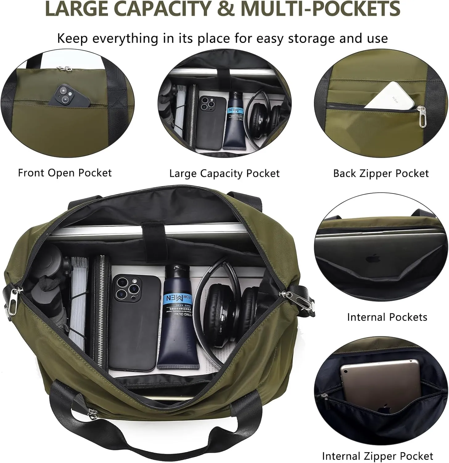 Small Travel Duffel Bag for Men Women, Portable Sports Tote Gym Bag, Personal Item Carry On Tote Weekender Bag for Airline Travel