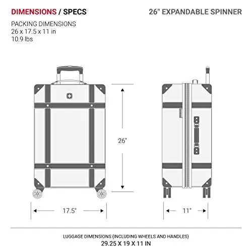 SwissGear 7739 Hardside Luggage Trunk with Spinner Wheels, White