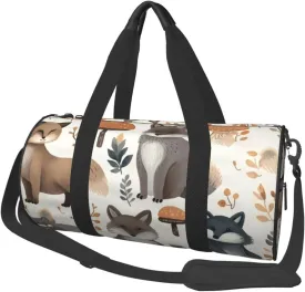Travel Duffel Bag Foldable Weekender Overnight Bag Woodland Raccoon Animals Sports Tote Gym Bags Large Capacity Lightweight Carry On Luggage Bags for Men Women