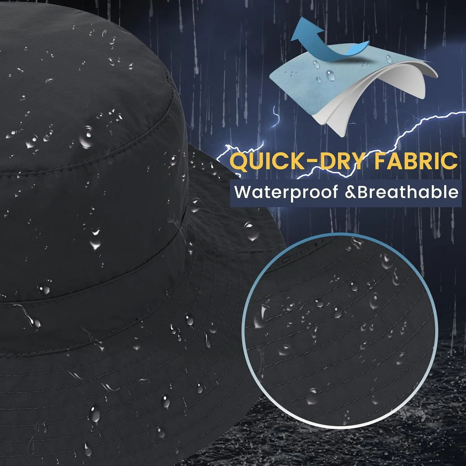Waterproof Bucket Hat for Women Men Rain Hat Wide Brim Packable Sun Hat UV Protection Summer Beach Fishing Hiking Safari Hat