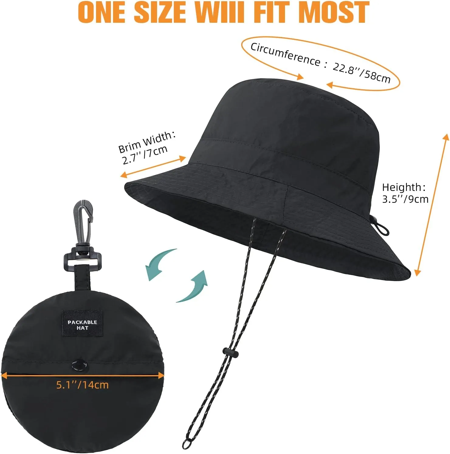 Waterproof Bucket Hat for Women Men Rain Hat Wide Brim Packable Sun Hat UV Protection Summer Beach Fishing Hiking Safari Hat