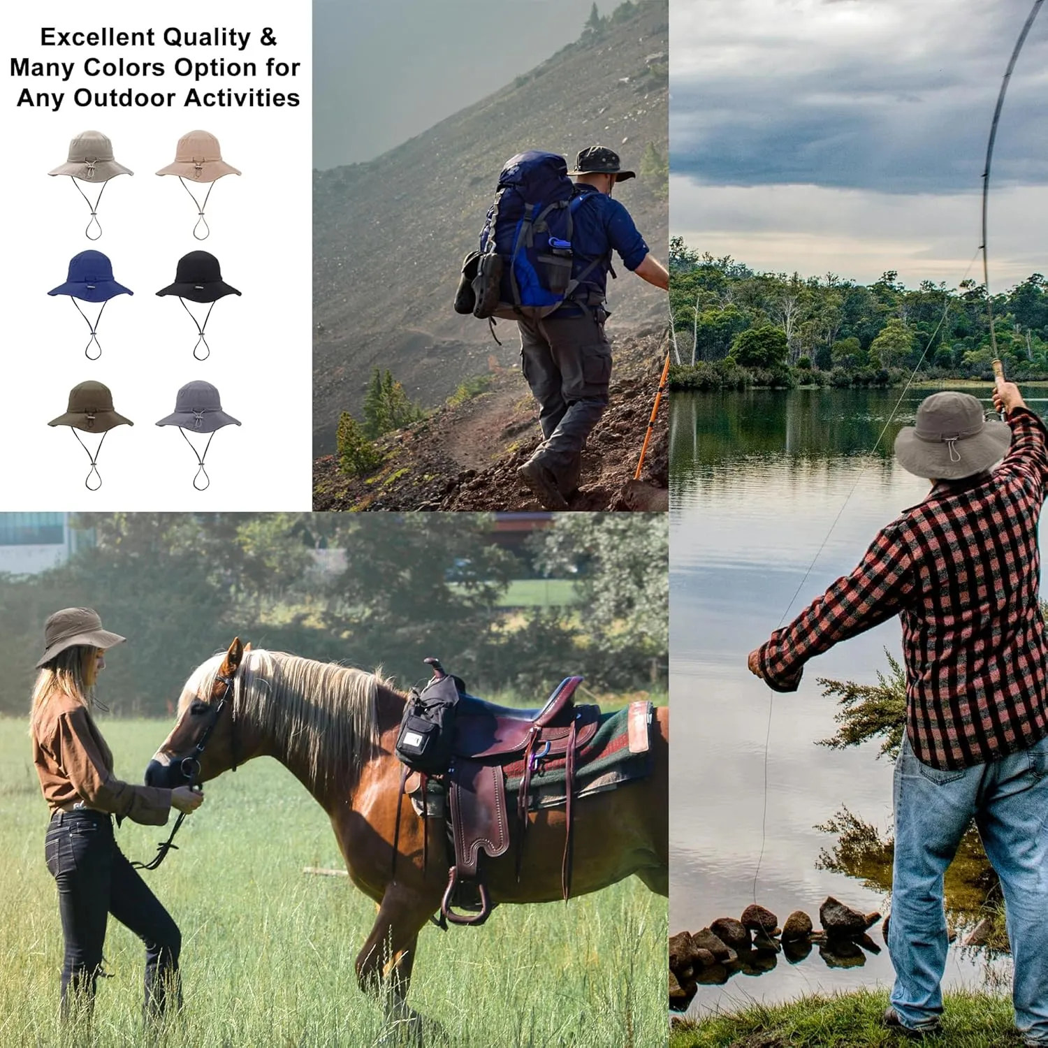 Waterproof Bucket Rain Hat for Women Wide Brim UV Protection Foldable Mesh Soft Boonie Beach Fishing Cowboy Hat Men