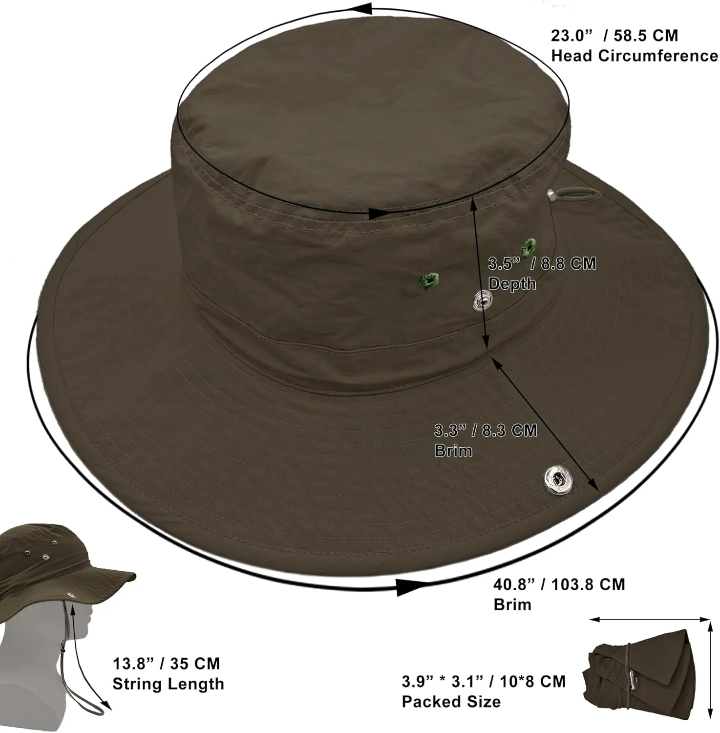 Waterproof Bucket Rain Hat for Women Wide Brim UV Protection Foldable Mesh Soft Boonie Beach Fishing Cowboy Hat Men