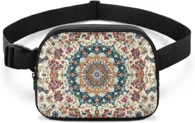 White Mandala Hip Purse for Women Fanny Pack Purse Lightweight Practical Crossbody Bag with Smooth Zipper for Running Walking Hiking Sports Nice Gifts for Lover Friends