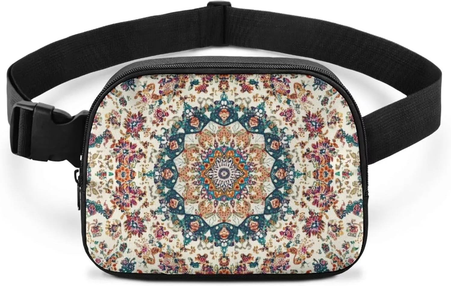 White Mandala Hip Purse for Women Fanny Pack Purse Lightweight Practical Crossbody Bag with Smooth Zipper for Running Walking Hiking Sports Nice Gifts for Lover Friends