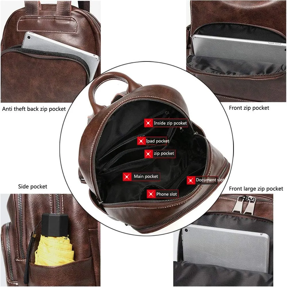 Women Backpack Purse Zocunuio Vintage Leather Knapsack Convertible Anti-theft Fashion Ladies Shoulder Bag