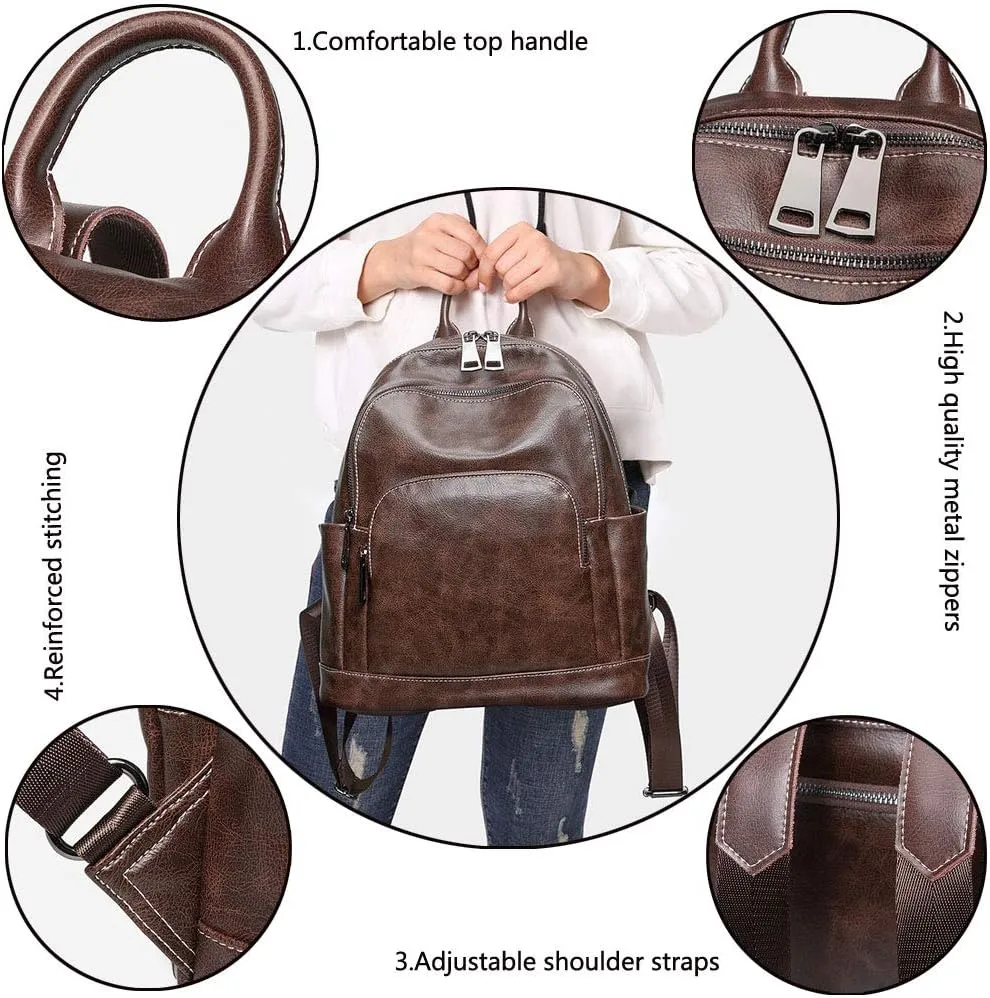 Women Backpack Purse Zocunuio Vintage Leather Knapsack Convertible Anti-theft Fashion Ladies Shoulder Bag