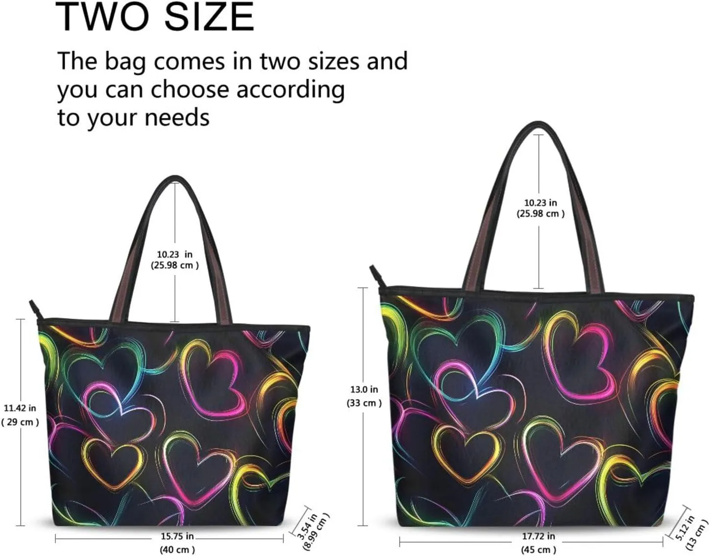 Women Tote Bags Neon Hearts Top Handle Satchel Handbags Shoulder Bag for Shopping 20860901
