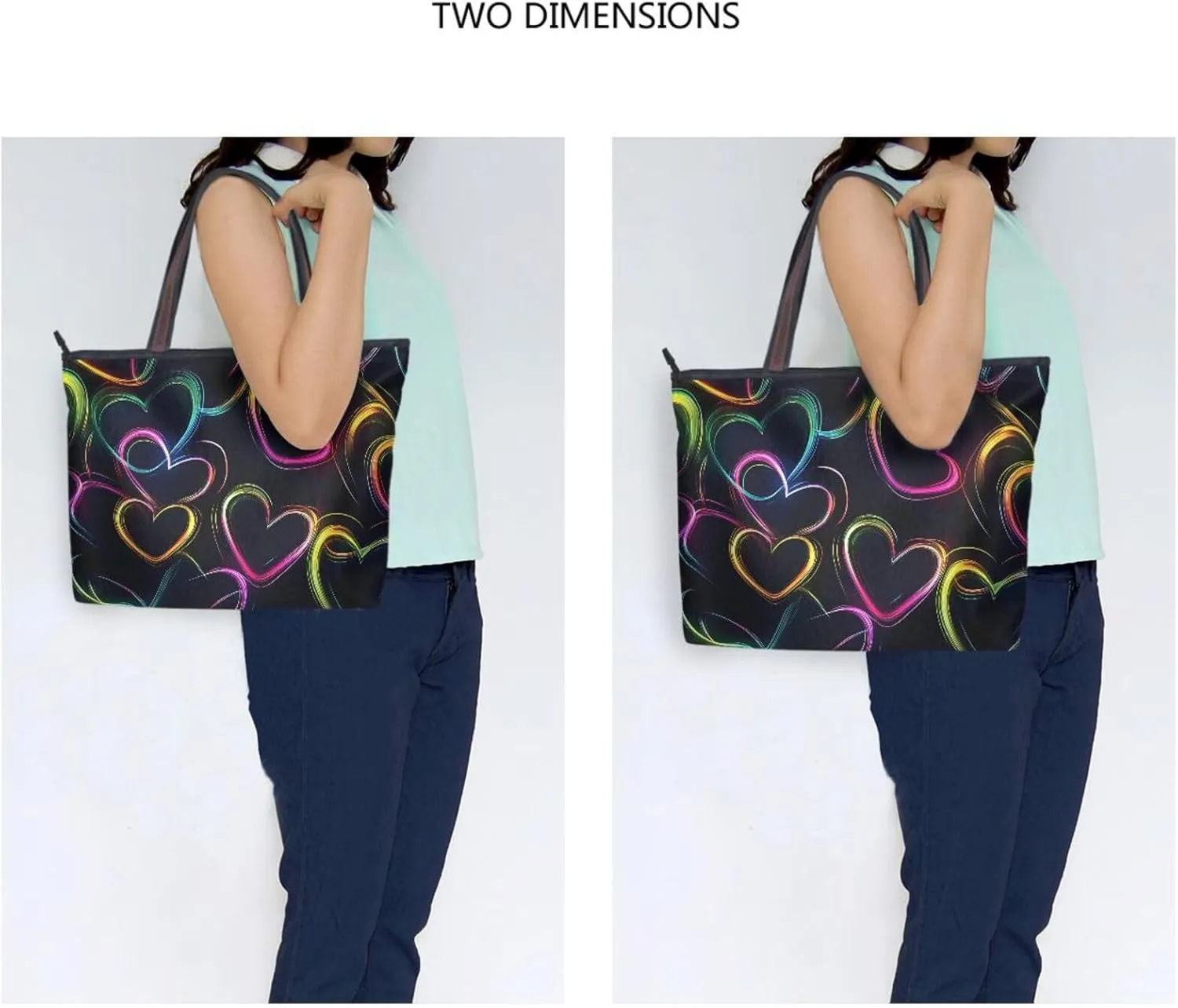 Women Tote Bags Neon Hearts Top Handle Satchel Handbags Shoulder Bag for Shopping 20860901