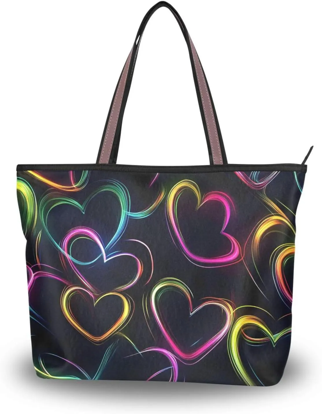 Women Tote Bags Neon Hearts Top Handle Satchel Handbags Shoulder Bag for Shopping 20860901