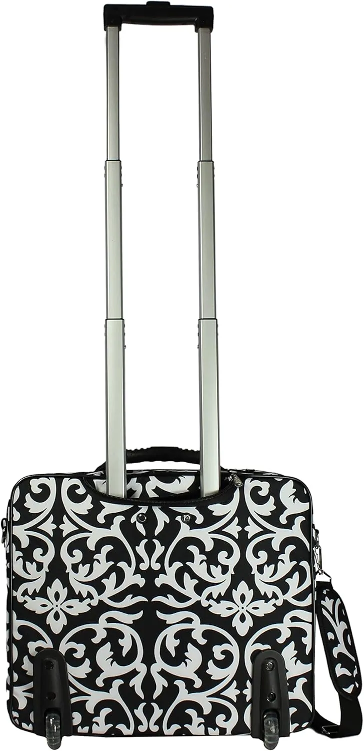 World Traveler Rolling 17-Inch Laptop Briefcase Computer Case, Black Trim Damask, One Size