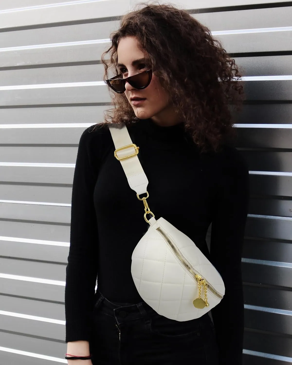 ZLM BAG US Quilted Fanny Pack Lightweight Waist Bag Chest Bag Phone Purse Wide Straps Crossbody Shoulder Bag