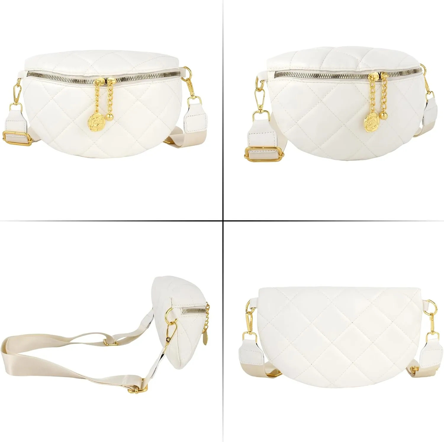 ZLM BAG US Quilted Fanny Pack Lightweight Waist Bag Chest Bag Phone Purse Wide Straps Crossbody Shoulder Bag